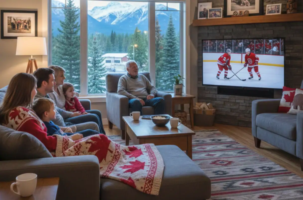family watching tv canada living room
