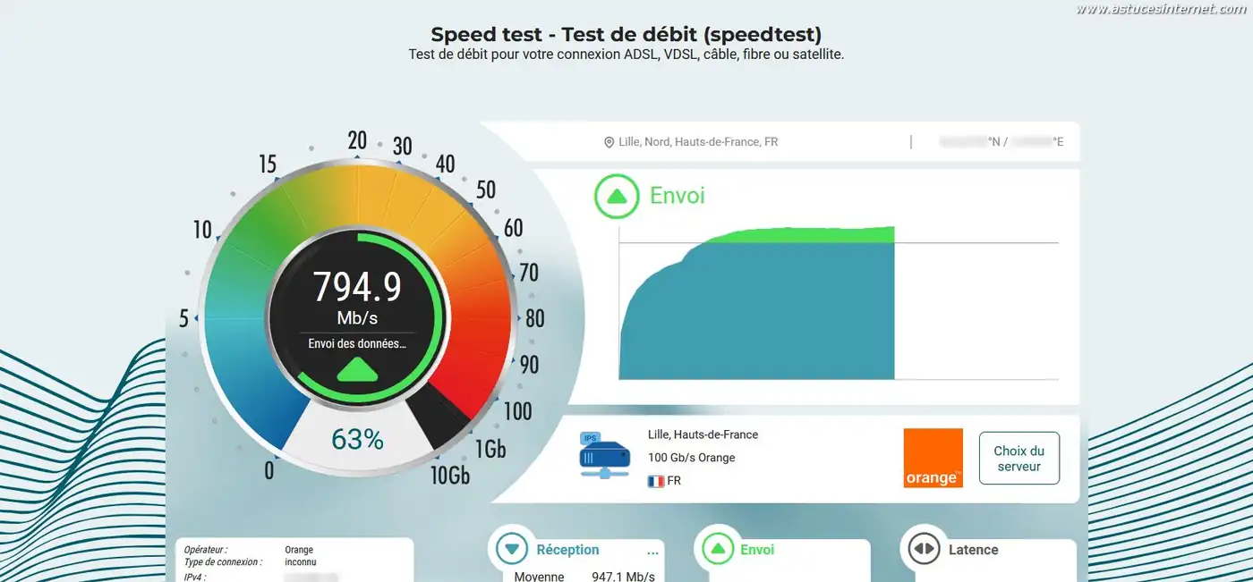 graphique test vitesse internet latence ping salon
